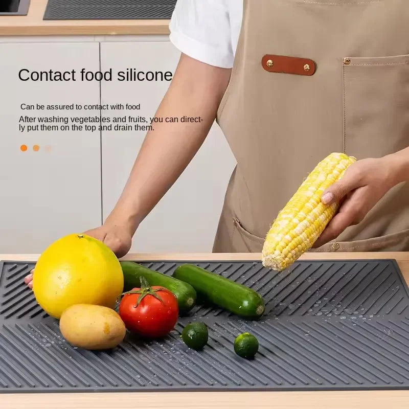 1PC Silicone Drain Pad Drying Mat Pots Dish Drain Mat For Kitchen Tableware Non-slip Mats Anti-scald Coaster Kitchen Utensils CAMPAERO