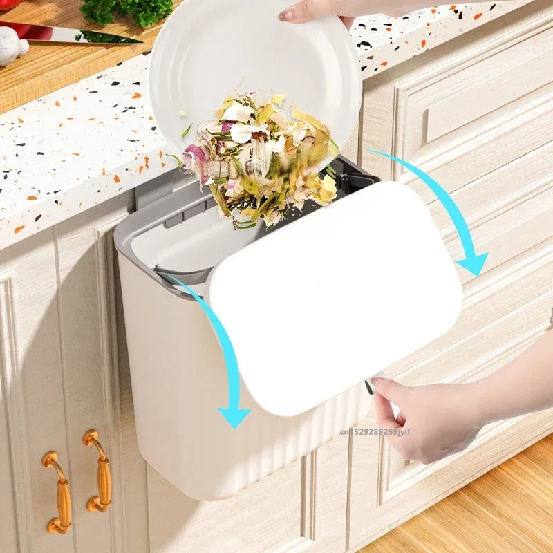Poubelle Murale 9L Suspendue Blanche - Salle de Bain Cuisine Couvercle CAMPAERO