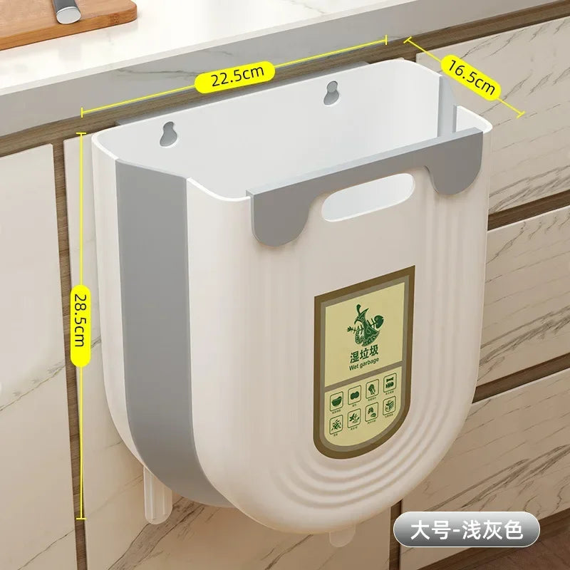 Wall Mounted Folding Waste Bins Without Lid  Door Hanging Storage Bucket Household Cleaning Tools Accessories CAMPAERO