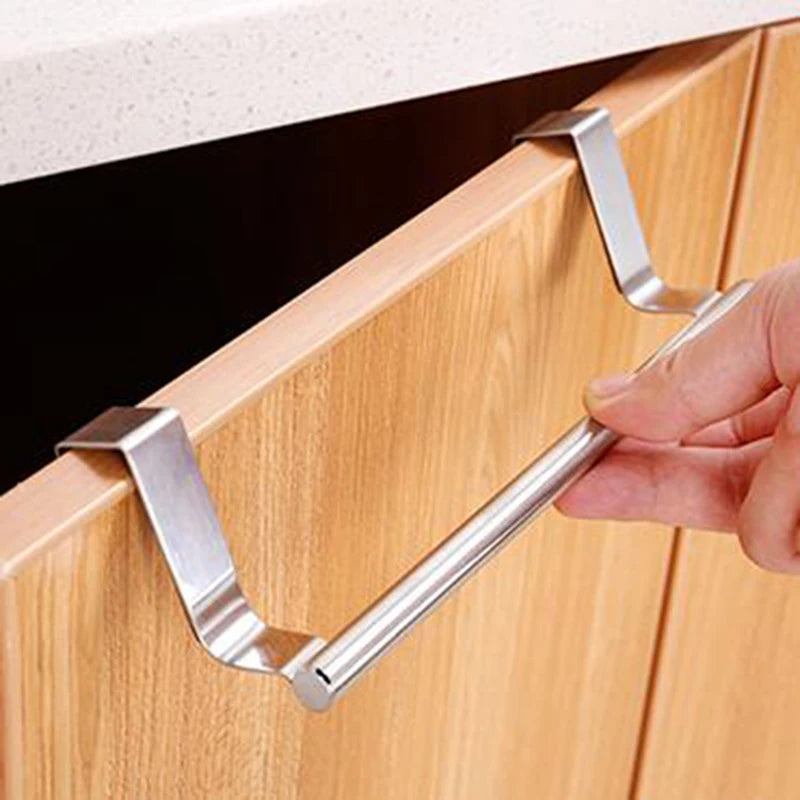 Kitchen Cabinet Door Towel Bar Stainless Steel Door Back Towel Hanging Holder Bathroom Punch-free Towels Hooks  Home Organizer CAMPAERO