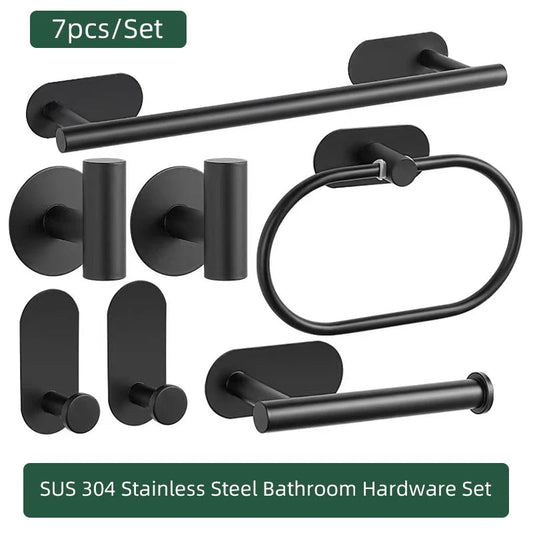Bathroom Hardware Set Brushed Nickel Towel Bar Towel Ring Toilet Paper Holder Robe Hook 304 Stainless Steel Bathroom Accessory CAMPAERO