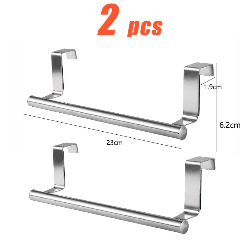 Kitchen Cabinet Door Towel Bar Stainless Steel Door Back Towel Hanging Holder Bathroom Punch-free Towels Hooks  Home Organizer CAMPAERO