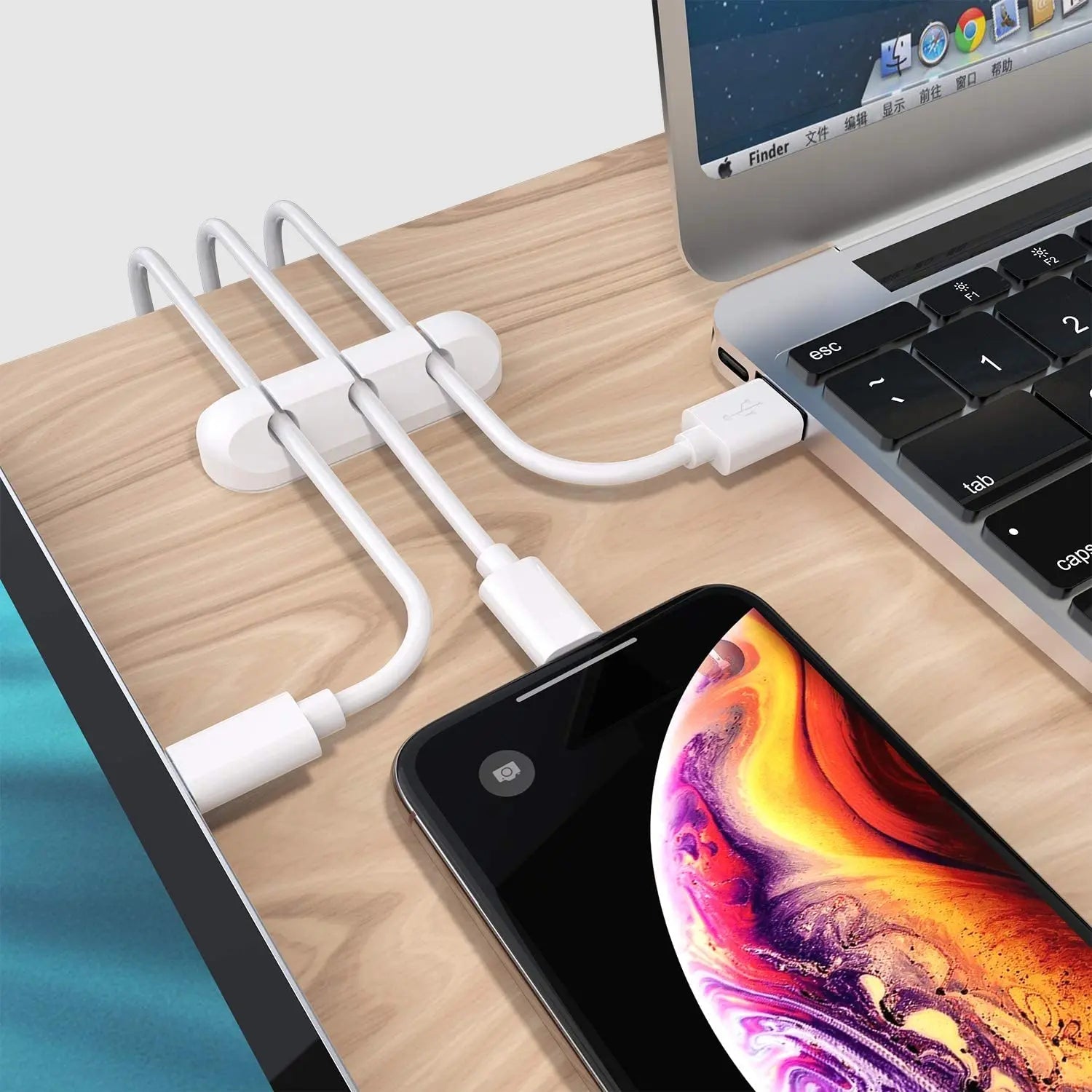NNBILI Silicone USB Cable Organizer Cable Winder Desktop Tidy Management Clips Cable Holder for Mouse Headphone Wire Organizer CAMPAERO