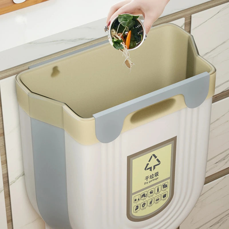 Wall Mounted Folding Waste Bins Without Lid  Door Hanging Storage Bucket Household Cleaning Tools Accessories CAMPAERO