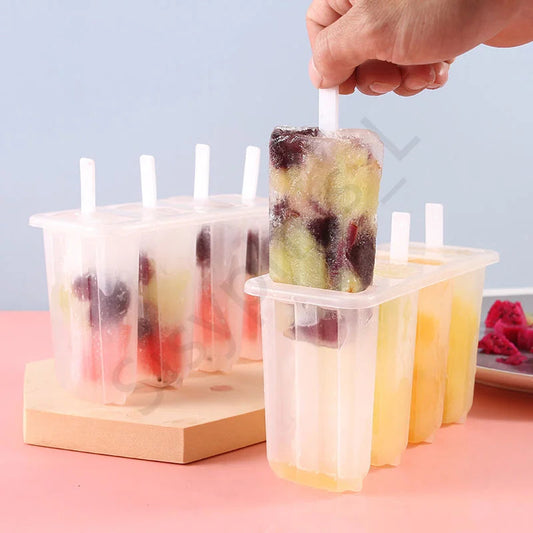 1-20Pcs 4 Gird DIY Ice Cream Molds Reusable Children's Creative Popsicle Mold Kitchen Tools CAMPAERO