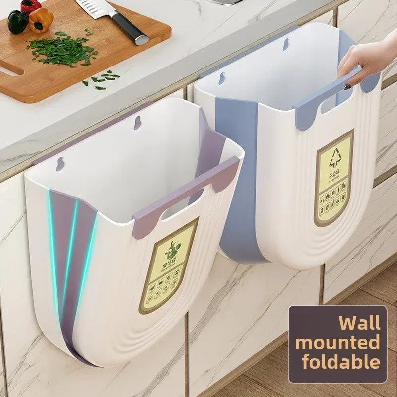 Wall Mounted Folding Waste Bins Without Lid  Door Hanging Storage Bucket Household Cleaning Tools Accessories CAMPAERO
