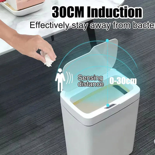 2025 New 15L Smart Trash Can Automatic Touchless Smart Sensor Sensing Trash Can Waterproof Bathroom Kitchen Bedroom Trash Can. CAMPAERO