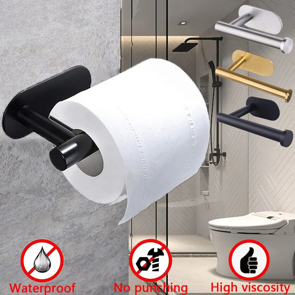 Adhesive Toilet Paper Holder Kitchen Roll Towel Rack Napkin Dispenser Absorbent Stand Tissue Hanger Bathroom Accessories CAMPAERO