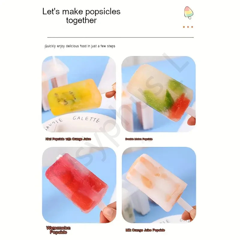 1-20Pcs 4 Gird DIY Ice Cream Molds Reusable Children's Creative Popsicle Mold Kitchen Tools CAMPAERO