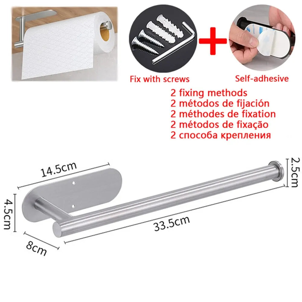 Adhesive Toilet Paper Holder Kitchen Roll Towel Rack Napkin Dispenser Absorbent Stand Tissue Hanger Bathroom Accessories CAMPAERO