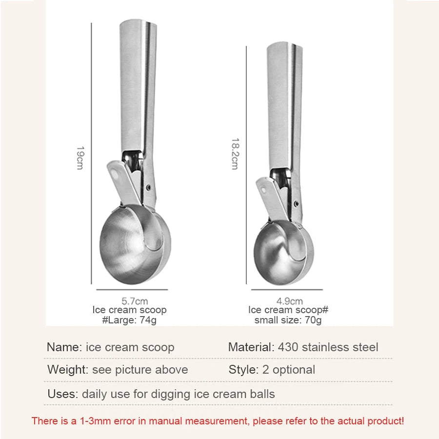Stainless Steel Dual-purpose Ice Cream Scoop Ice Cream Scooper Multifunctional Fruit Scoop Kitchen Supplies CAMPAERO