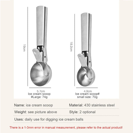 Stainless Steel Dual-purpose Ice Cream Scoop Ice Cream Scooper Multifunctional Fruit Scoop Kitchen Supplies CAMPAERO