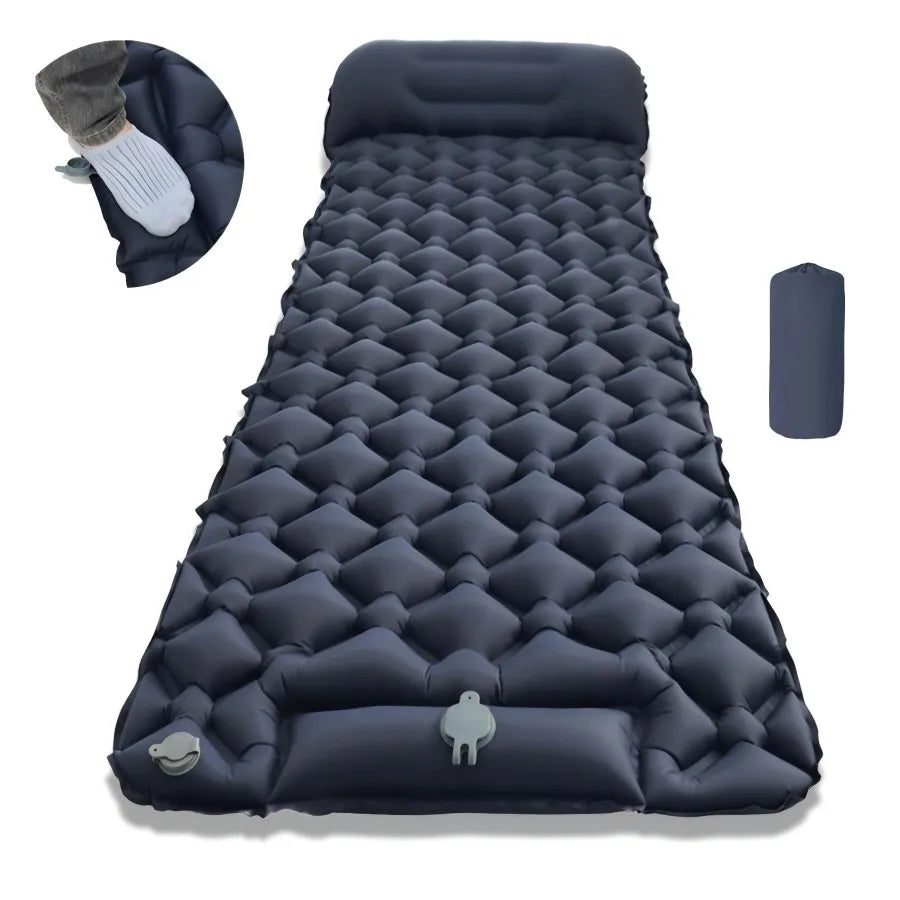 Outdoor Camping Sleeping Pad Folding Sleep Mat Beach Inflat Mattress with Pillows Ultralight Air Mat Travel Hiking New CAMPAERO