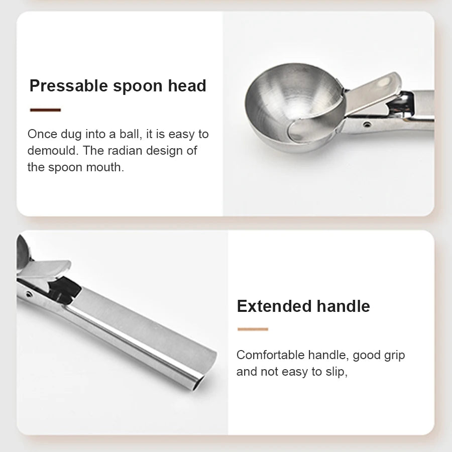 Stainless Steel Dual-purpose Ice Cream Scoop Ice Cream Scooper Multifunctional Fruit Scoop Kitchen Supplies CAMPAERO