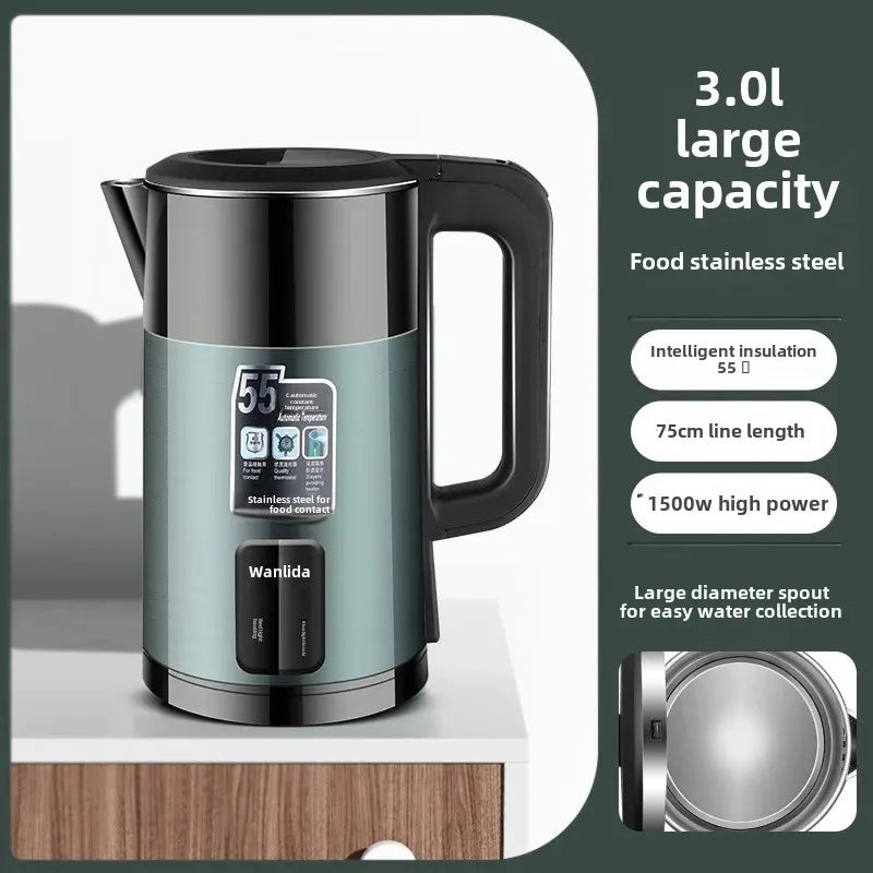 Wanlida Home Use 304 Stainless Steel Insulated Water Kettle Automatic Breakdown Heat Water Pot 2 Liters Chinese Large Land CAMPAERO